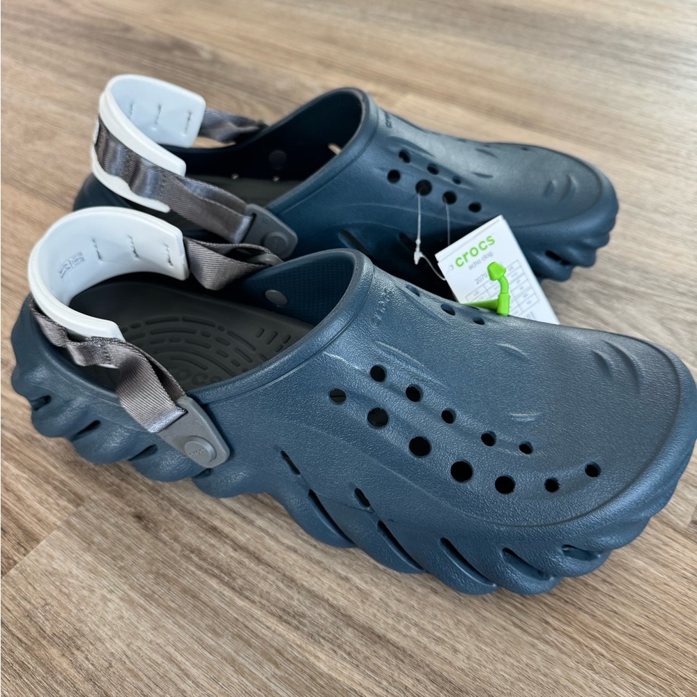 CROCS Echo Clogs with Ventilation and Adjustable Strap - Navy Blue